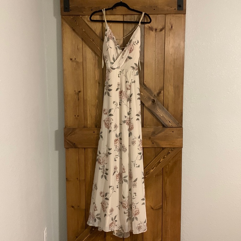 Open tie back blush pink floor length dress never worn from Windsor